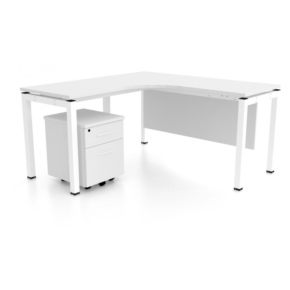 L Shape Table with Mobile Pedestal 2 Drawers